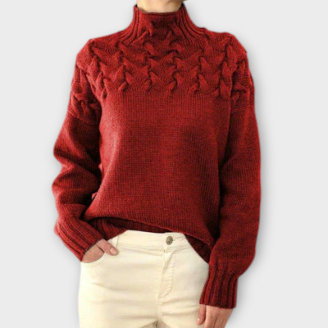 Eva - Women's Sweater with Cable Knit Detail