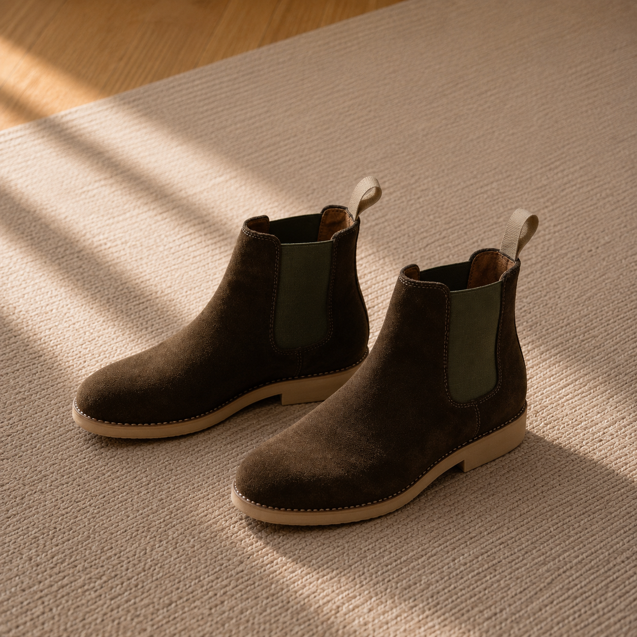 Men's Slip-On Chelsea Boots – Pull Tab, Low Block Heel