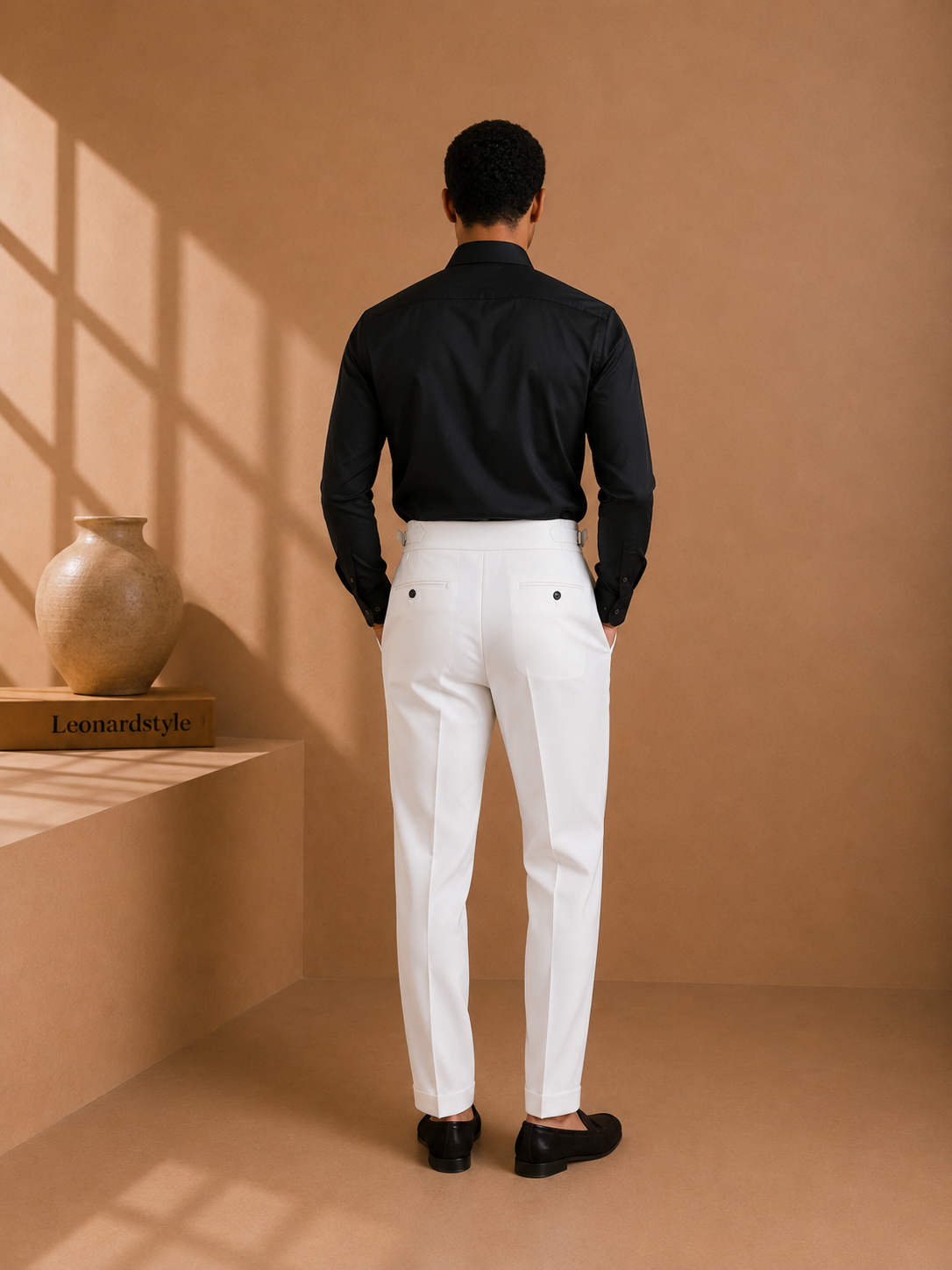 Men's Double Button Pleated Trousers – Side Adjusters, High Waist – image 2