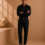 Men's Double Button Pleated Trousers – Side Adjusters, High Waist – image 3