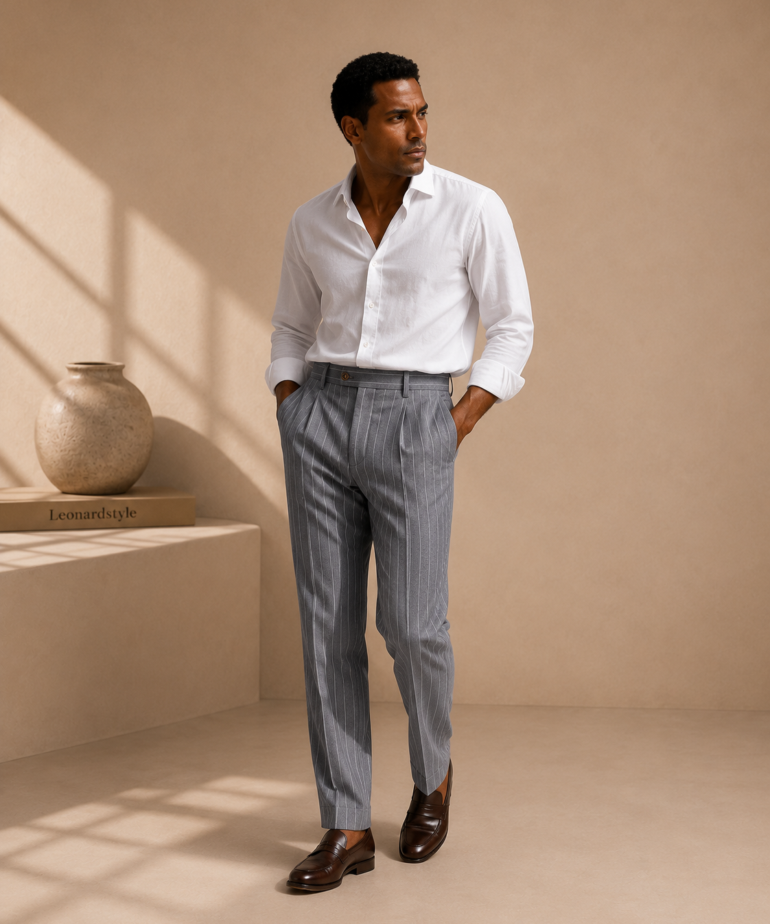 Men's Striped Trousers – Relaxed Fit, Machine Washable