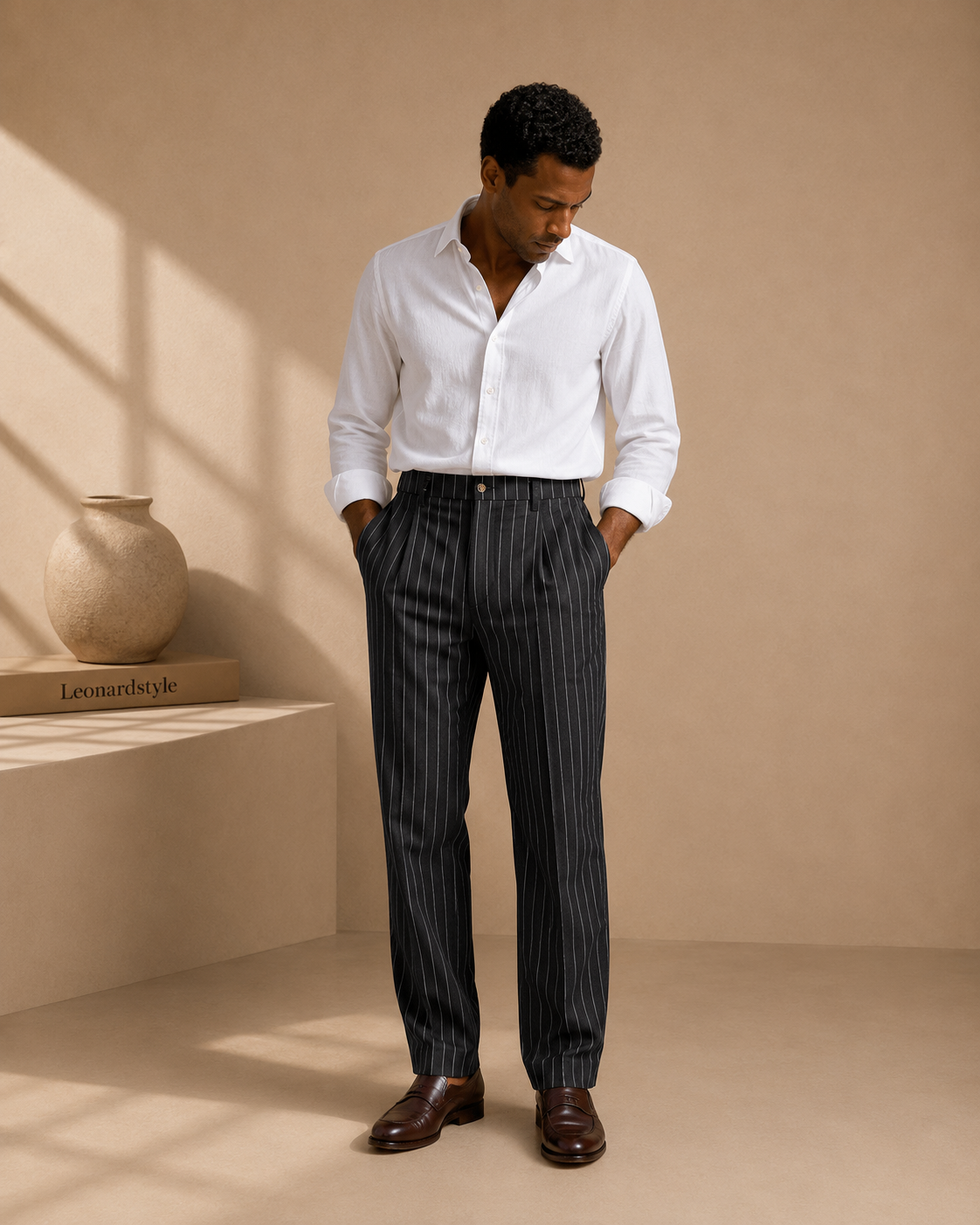 Men's Striped Trousers – Relaxed Fit, Machine Washable – image 3