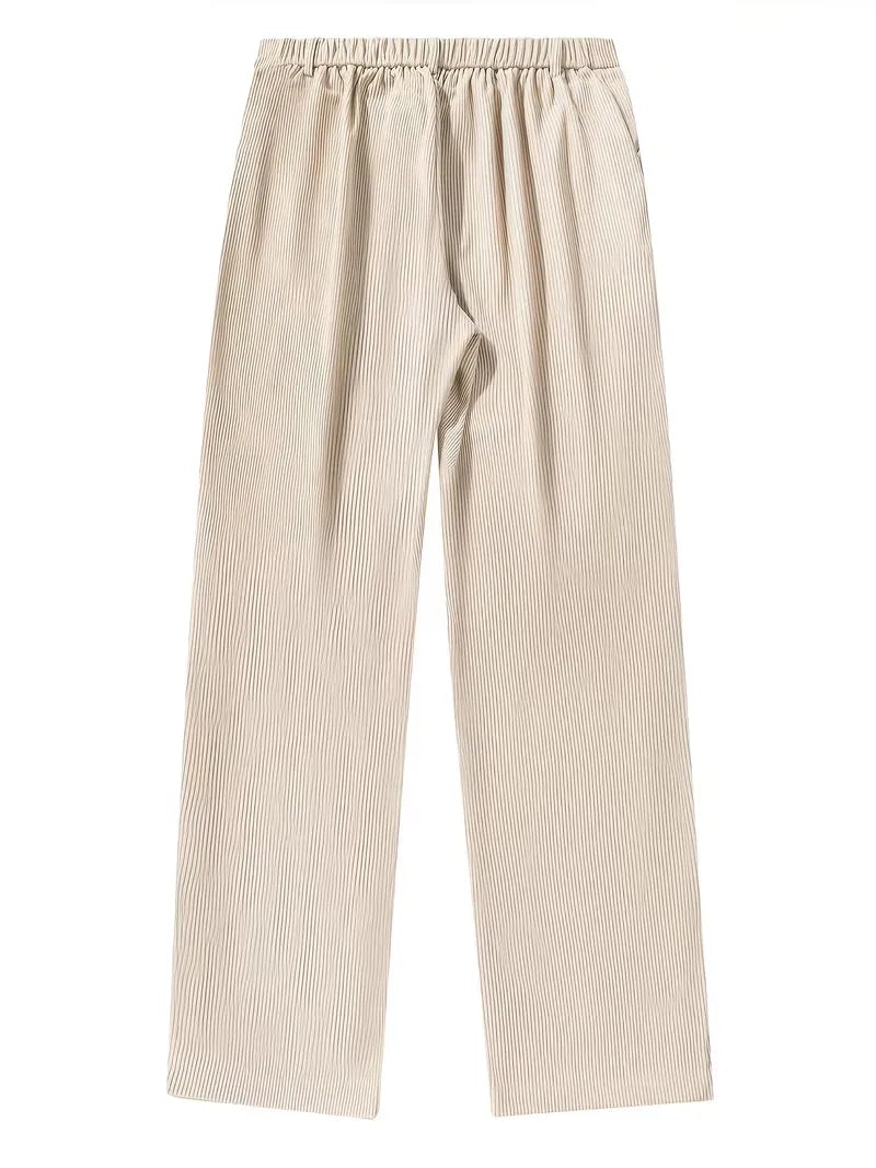 Men's Straight Leg Trousers – Mid-Rise Comfort, Textured Finish – image 3