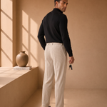 Men's Straight Leg Trousers – Mid-Rise Comfort, Textured Finish – image 2