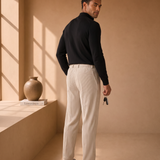 Men's Straight Leg Trousers – Mid-Rise Comfort, Textured Finish – image 2
