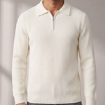 Men's Waffle Quarter Zip – Stand Collar, Fitted Cut