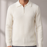 Men's Waffle Quarter Zip – Stand Collar, Fitted Cut
