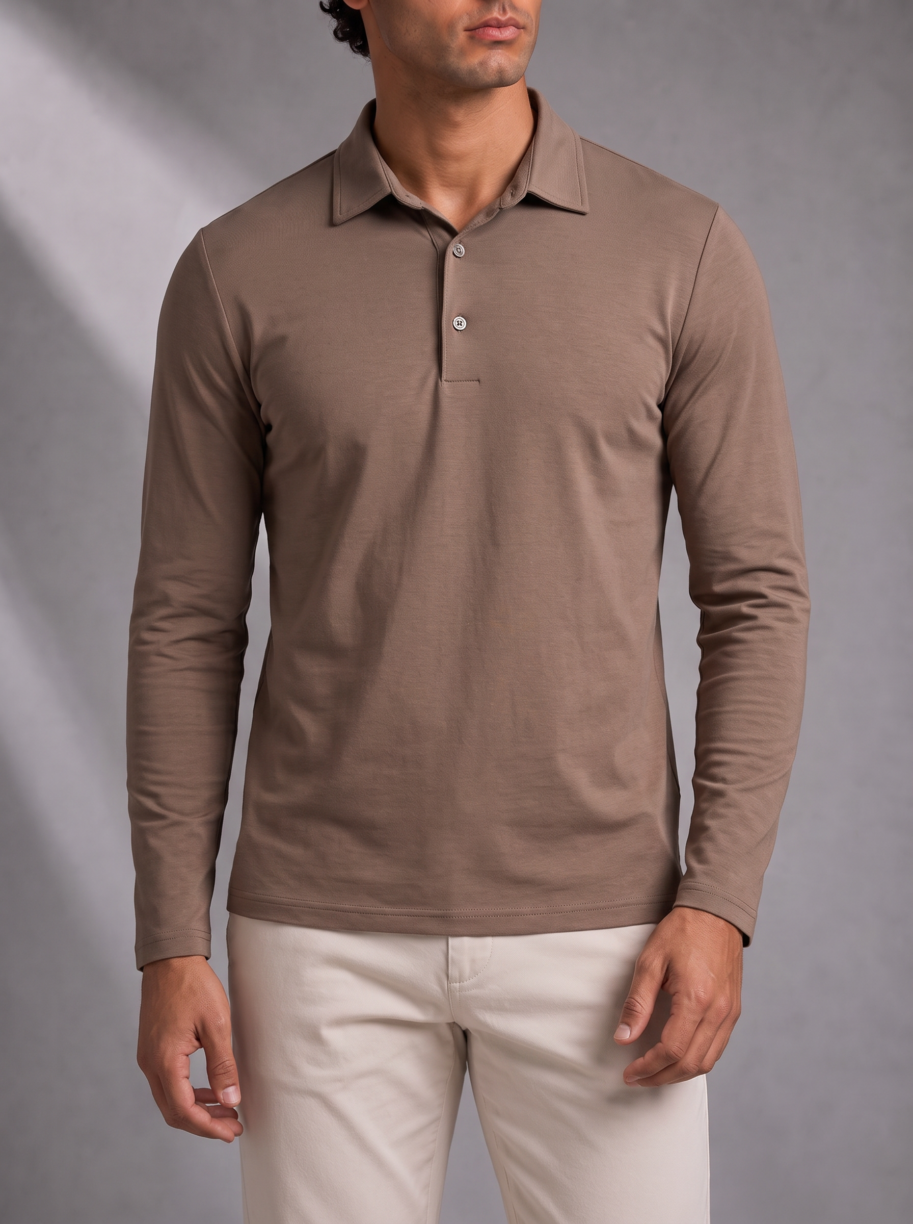 Men's Fine Gauge Polo – Layering Ready, Ribbed Trims – image 8