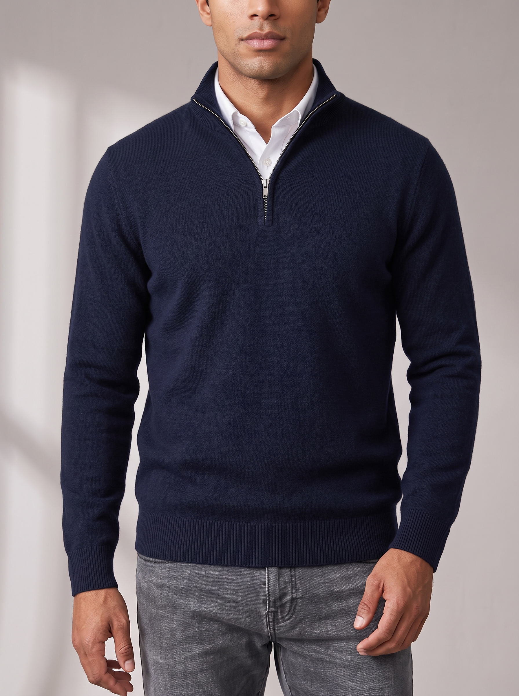 Men's Quarter Zip Sweater – Adjustable Stand Collar – image 2