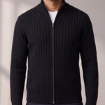 Men's Ribbed Zip Cardigan – Minimalist Finish, Easy Layering