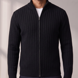 Men's Ribbed Zip Cardigan – Minimalist Finish, Easy Layering