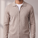 Men's Zip Cardigan – Shirt Collar, Ribbed Trims – image 5
