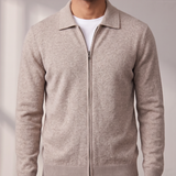 Men's Zip Cardigan – Shirt Collar, Ribbed Trims – image 5