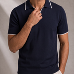 Men's Knit Polo – Contrast Trim, Ribbed Collar