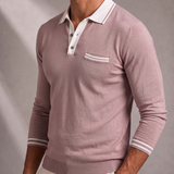 Men's Long Sleeve Polo – Structured Collar, Contrast Trim – image 2