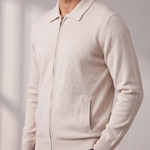 Men's Zip Cardigan – Shirt Collar, Ribbed Trims – image 4