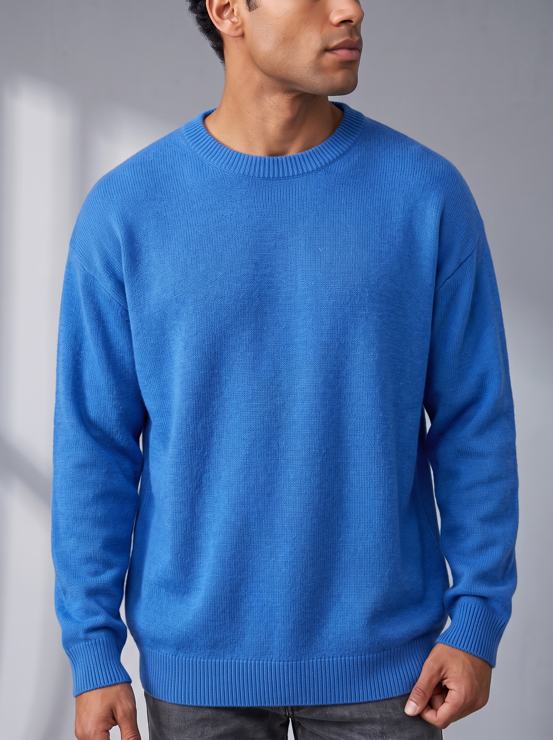 Men's Oversized Sweater – Dropped Shoulder, Ribbed O-Neck – image 6