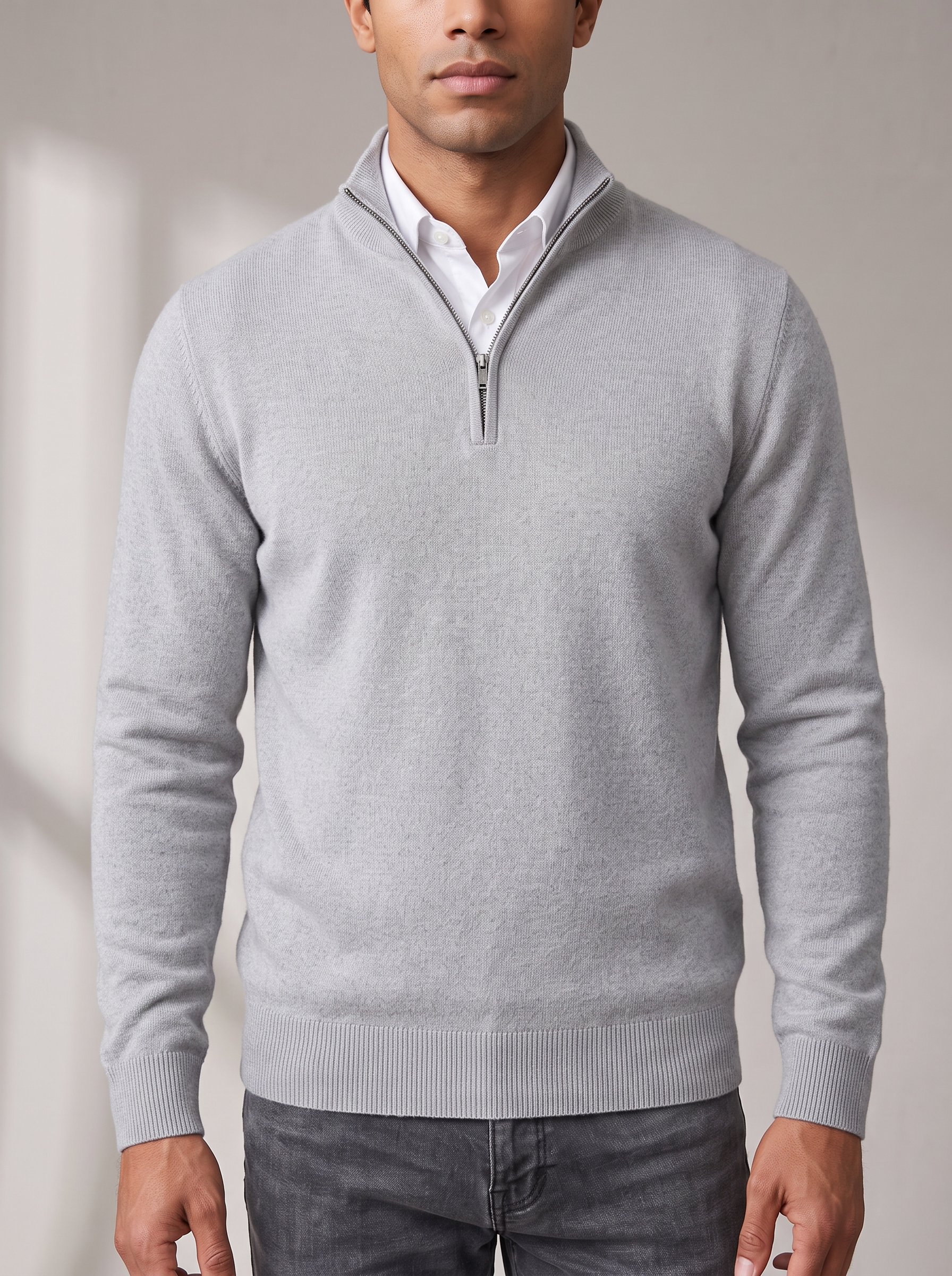 Men's Quarter Zip Sweater – Adjustable Stand Collar – image 4