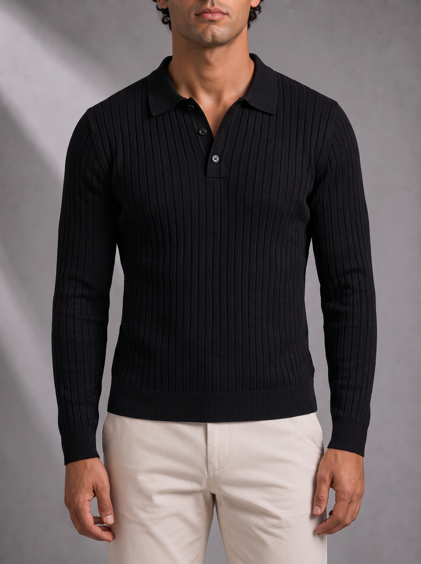 Men's Long Sleeve Polo – All-Day Comfort, Ribbed Cuffs – image 2
