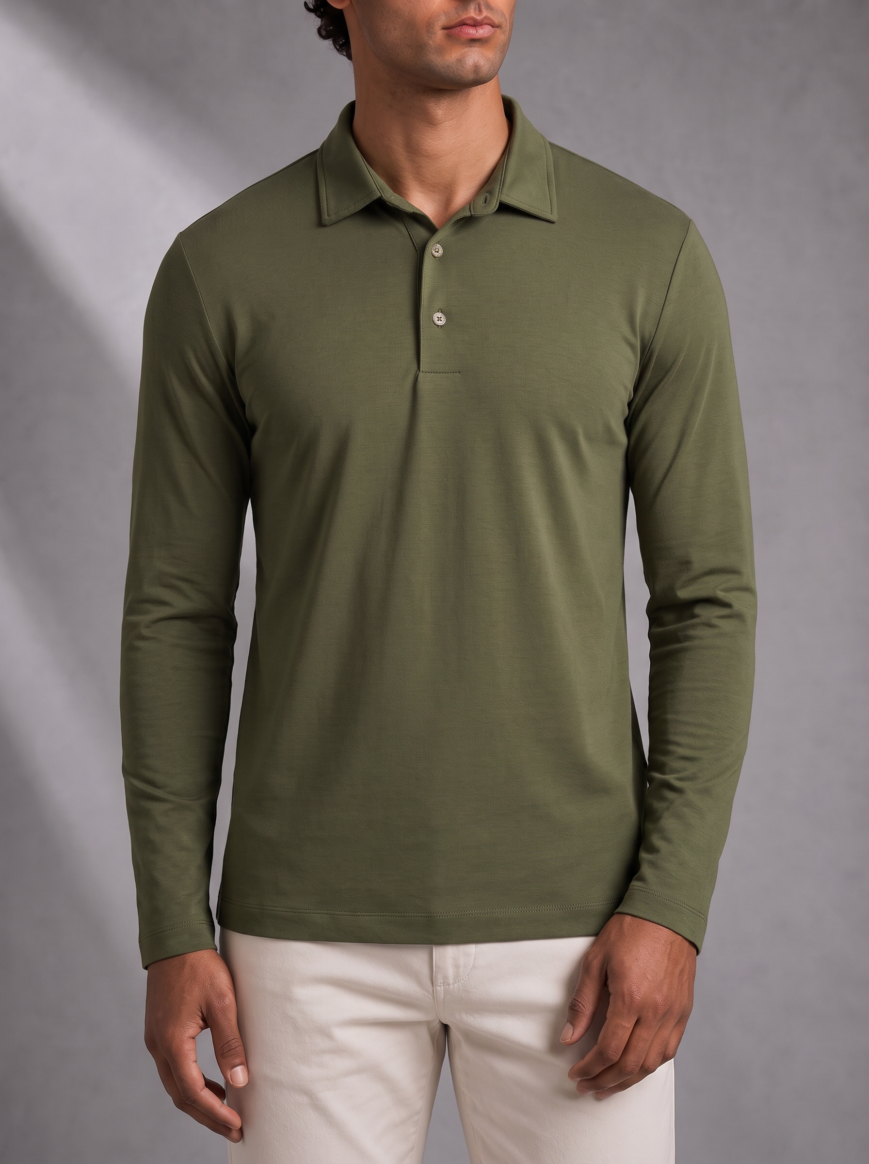 Men's Fine Gauge Polo – Layering Ready, Ribbed Trims – image 5