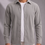 Men's Textured Shirt – Mid-Weight, Structured Collar