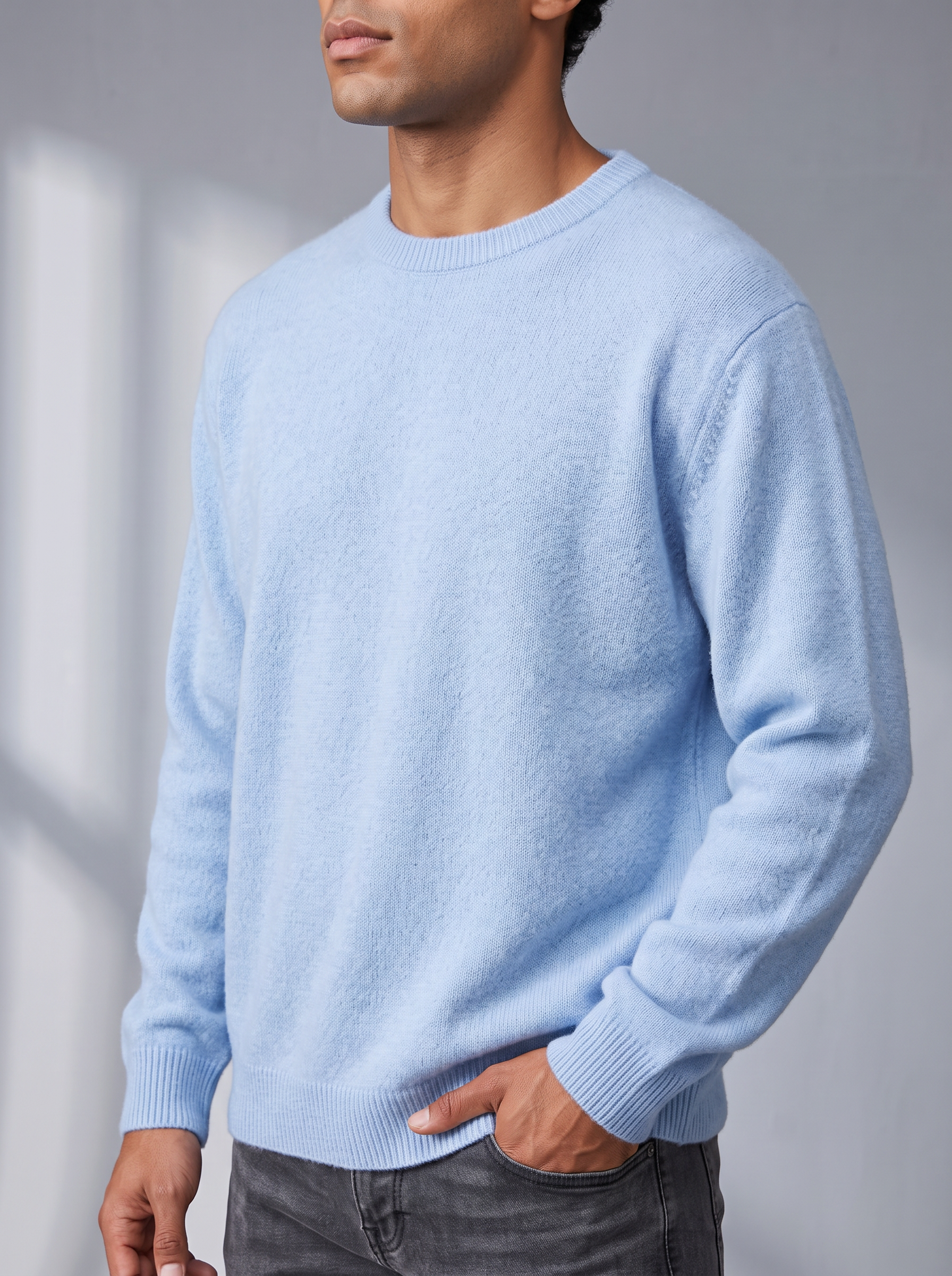 Men's Oversized Sweater – Dropped Shoulder, Ribbed O-Neck – image 7