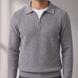 Men's Waffle Quarter Zip – Stand Collar, Fitted Cut – image 4