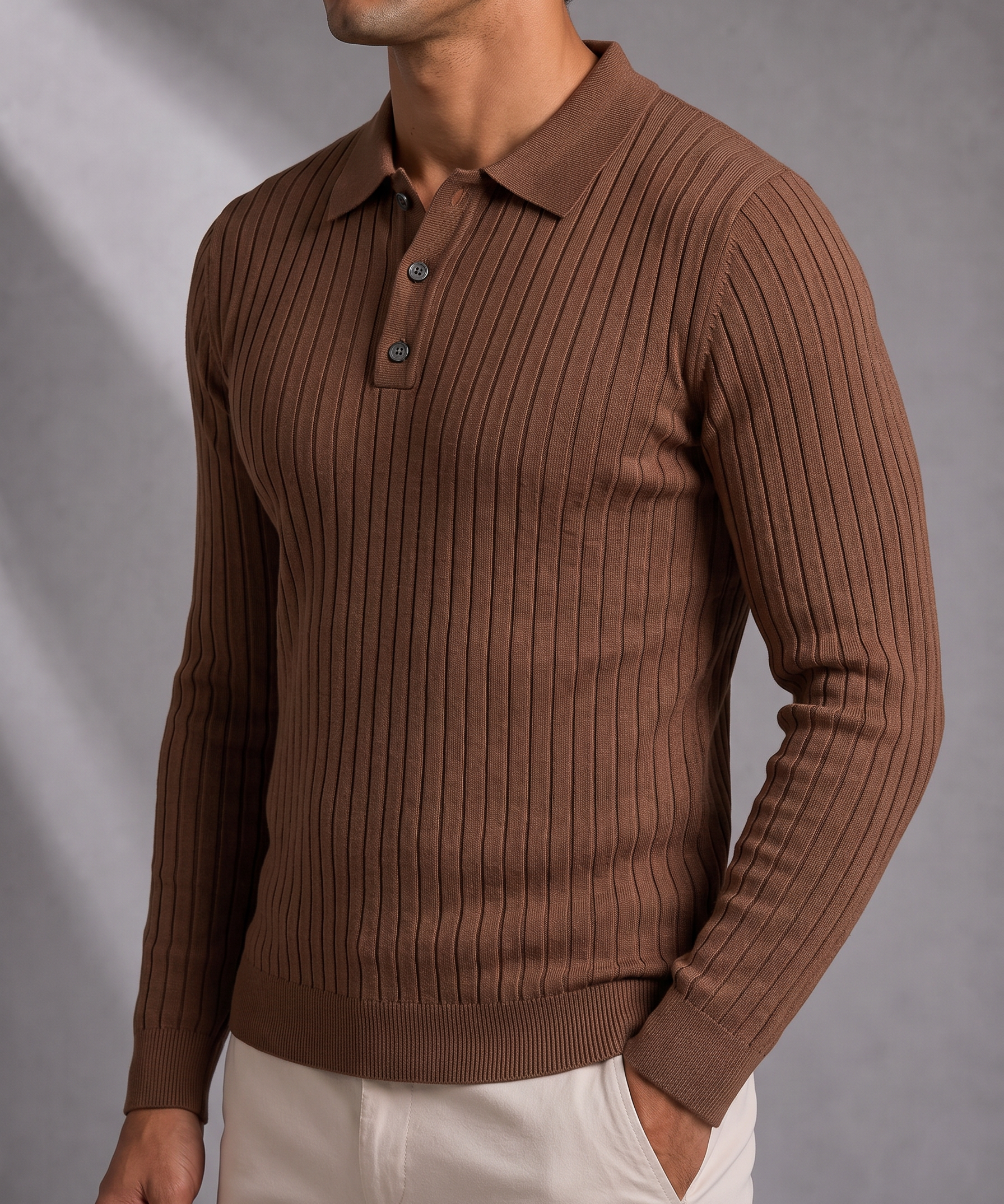 Men's Long Sleeve Polo – All-Day Comfort, Ribbed Cuffs