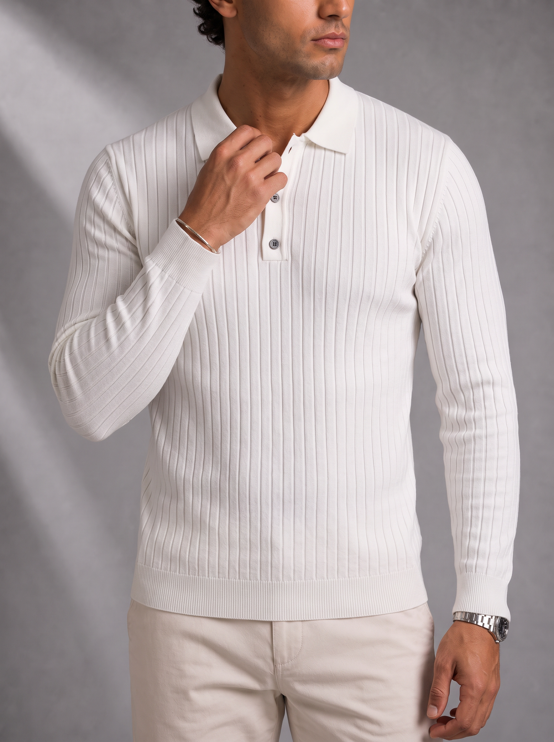 Men's Long Sleeve Polo – All-Day Comfort, Ribbed Cuffs – image 3