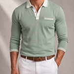 Men's Long Sleeve Polo – Structured Collar, Contrast Trim