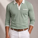 Men's Long Sleeve Polo – Structured Collar, Contrast Trim