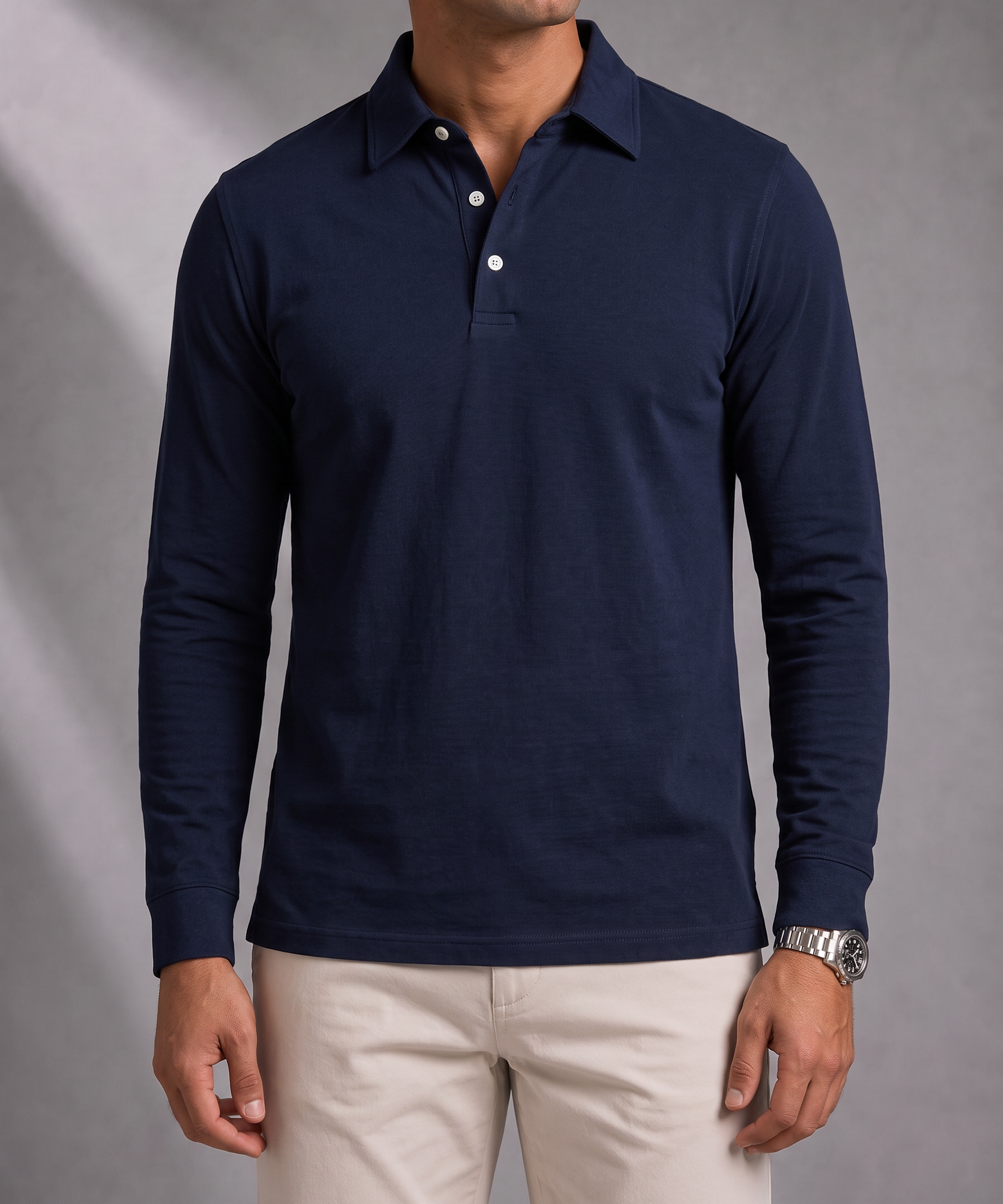 Men's Fine Gauge Polo – Layering Ready, Ribbed Trims