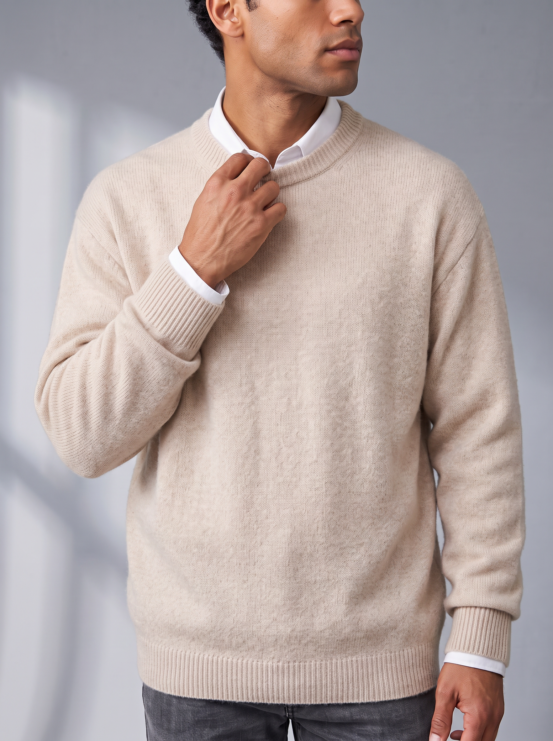 Men's Oversized Sweater – Dropped Shoulder, Ribbed O-Neck – image 5