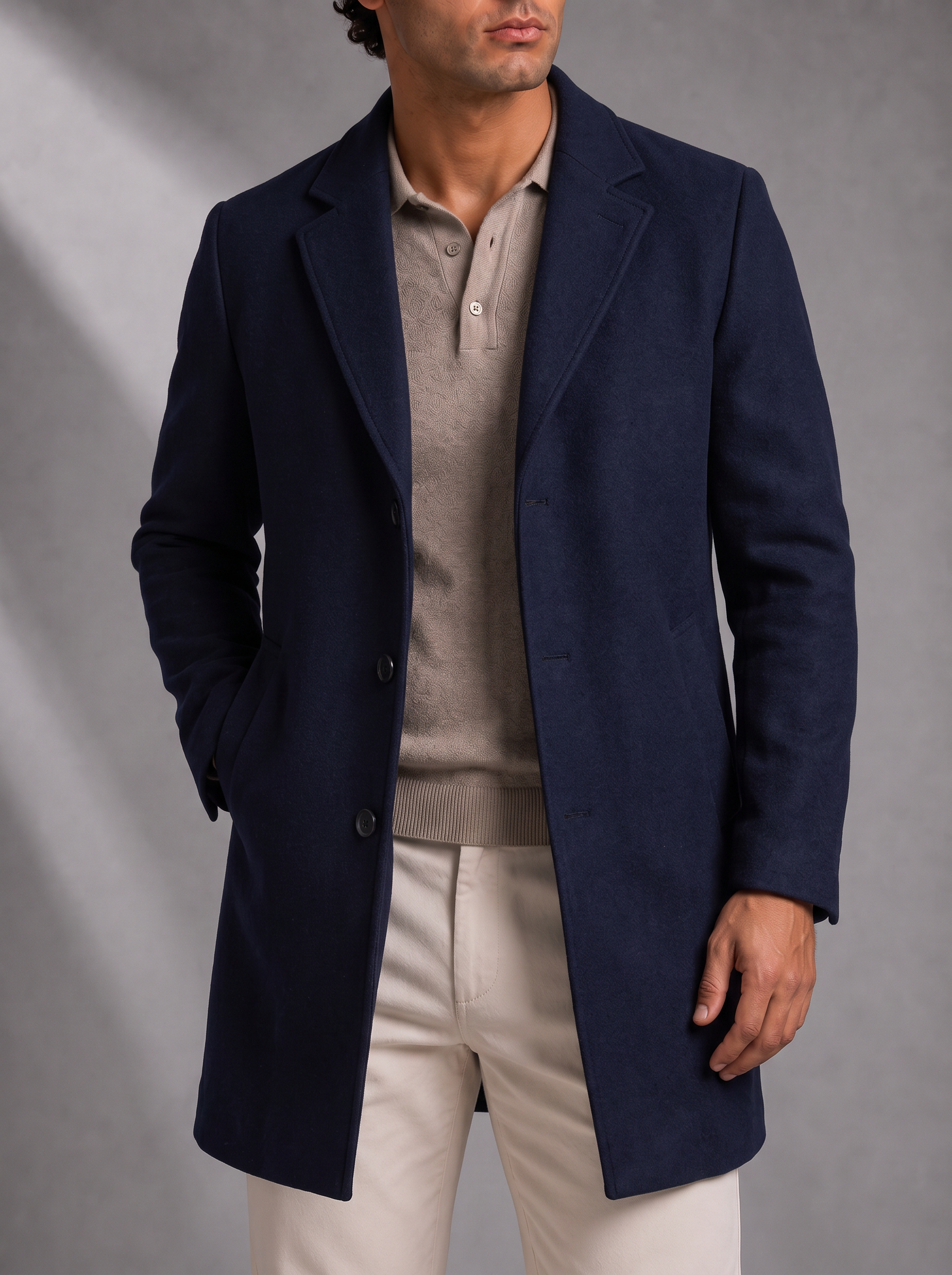 Men's Overcoat – Fully Lined, Single-Breasted