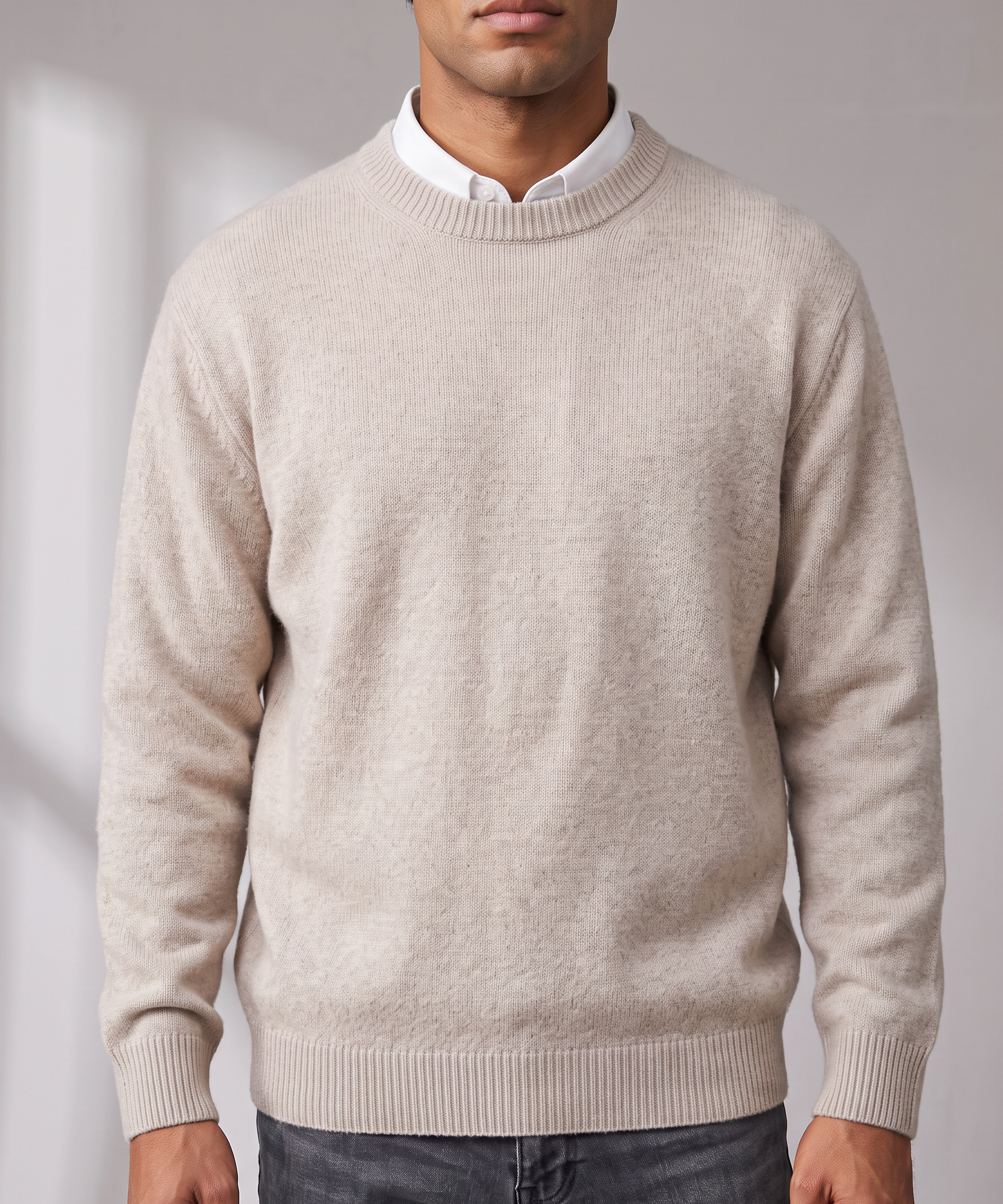Men's Oversized Sweater – Dropped Shoulder, Ribbed O-Neck