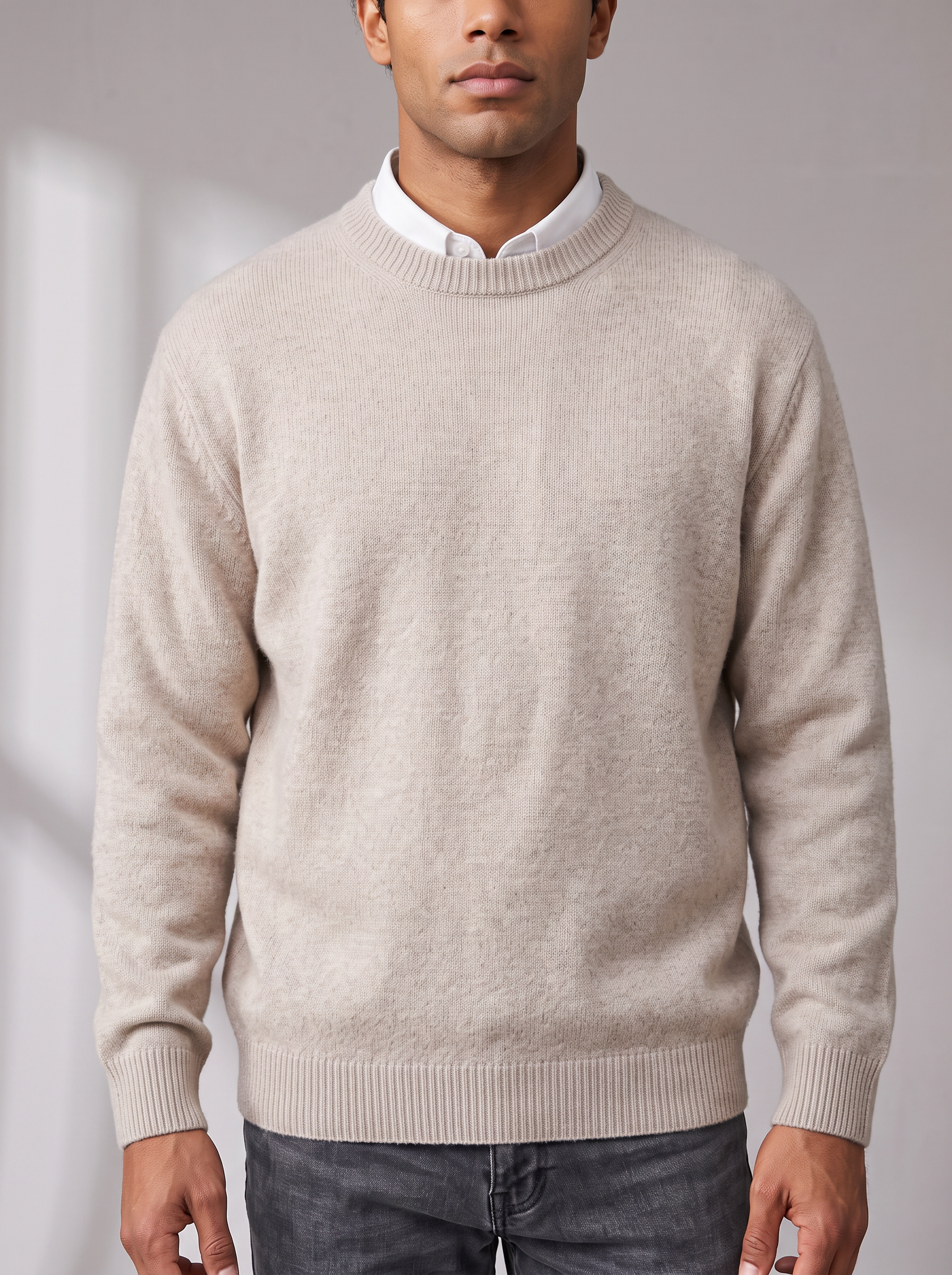 Men's Oversized Sweater – Dropped Shoulder, Ribbed O-Neck