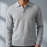 Men's Knitted Polo Jumper – Relaxed Fit, Open Collar – image 3