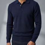 Men's Knitted Polo Jumper – Relaxed Fit, Open Collar
