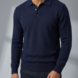 Men's Knitted Polo Jumper – Relaxed Fit, Open Collar