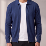 Men's Zip Cardigan – Shirt Collar, Ribbed Trims – image 2