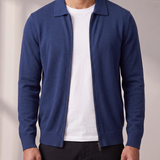 Men's Zip Cardigan – Shirt Collar, Ribbed Trims – image 2