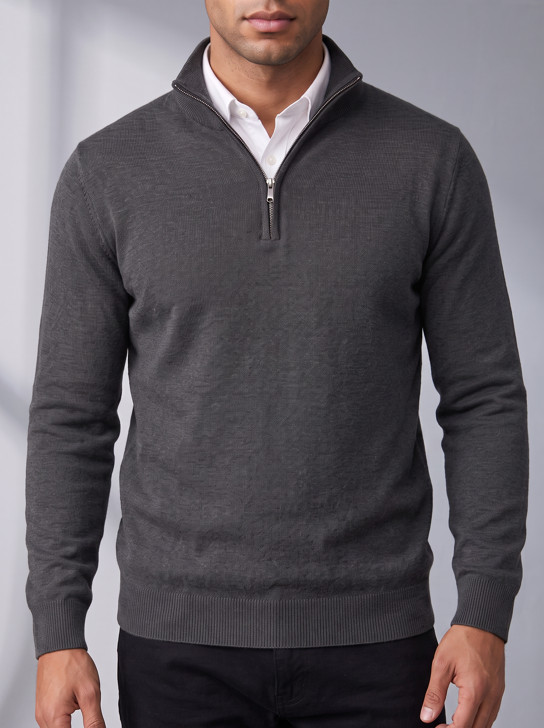 Men's Quarter Zip Sweater – Adjustable Stand Collar – image 6
