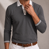Men's Long Sleeve Polo – Structured Collar, Contrast Trim – image 3