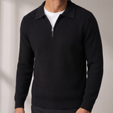 Men's Waffle Quarter Zip – Stand Collar, Fitted Cut – image 2