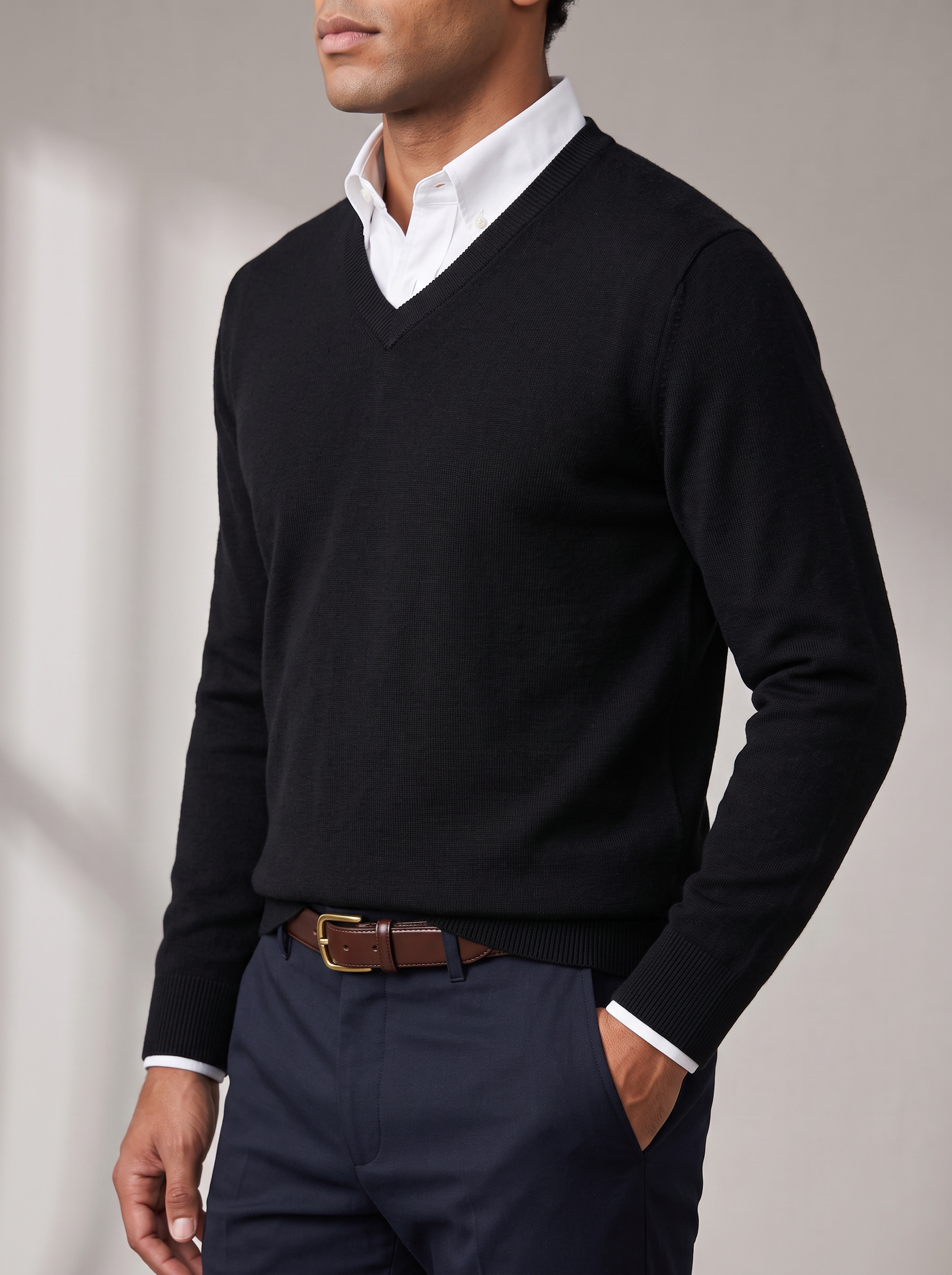 Men's Crew Neck Jumper – Lightweight Warmth, Ribbed Trims – image 2
