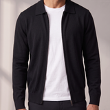Men's Zip Cardigan – Shirt Collar, Ribbed Trims – image 3