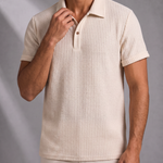 Men's Textured Polo – Structured Collar, Short Sleeve