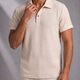 Men's Textured Polo – Structured Collar, Short Sleeve